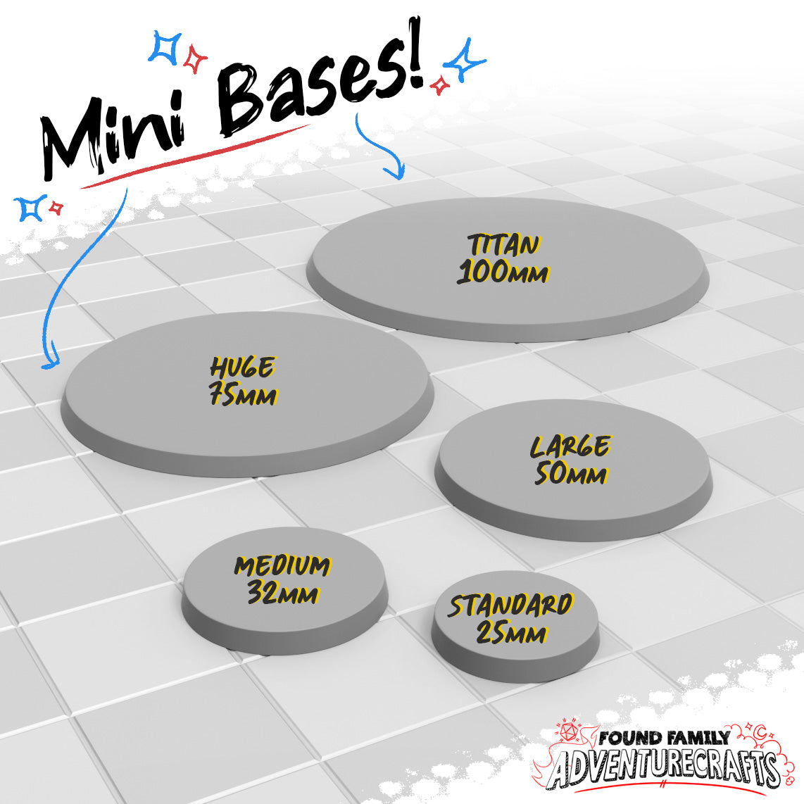Standard Bases for Miniatures (Circle, Square, Oval)