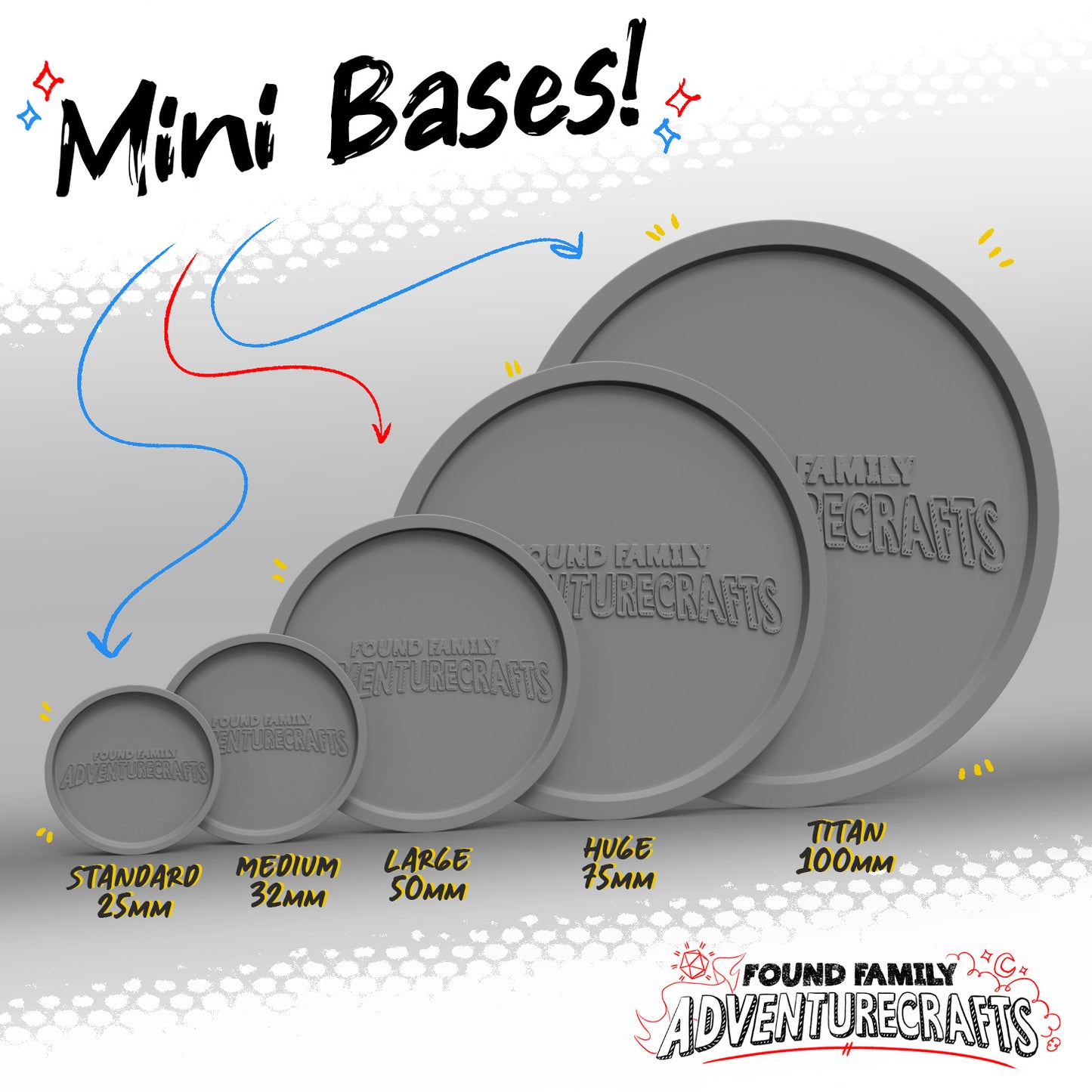 Standard Bases for Miniatures (Circle, Square, Oval)