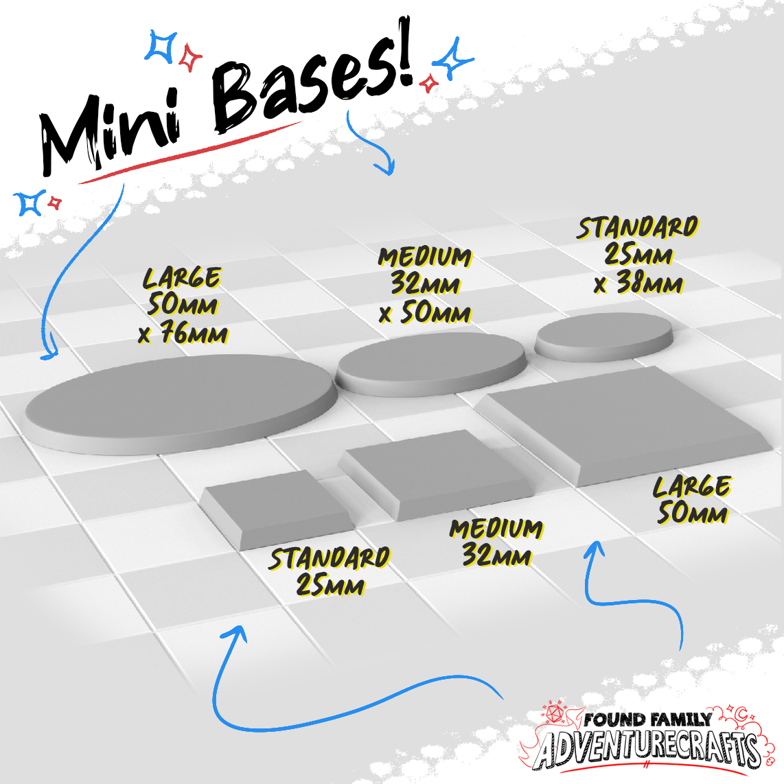 Standard Bases for Miniatures (Circle, Square, Oval)