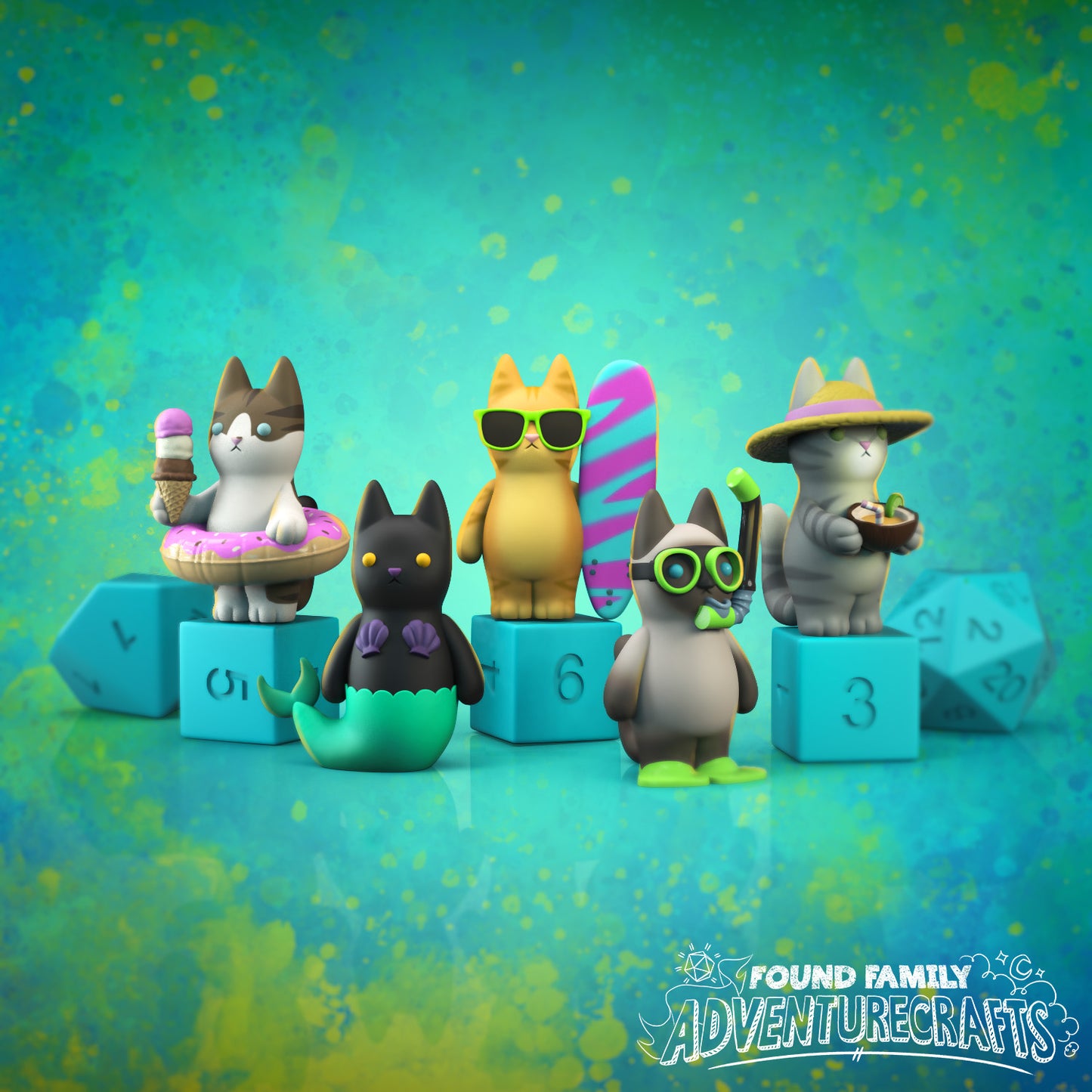 Peanut Cats - Tropical Edition! 5 Fun Summer Vacation Kitty Minis