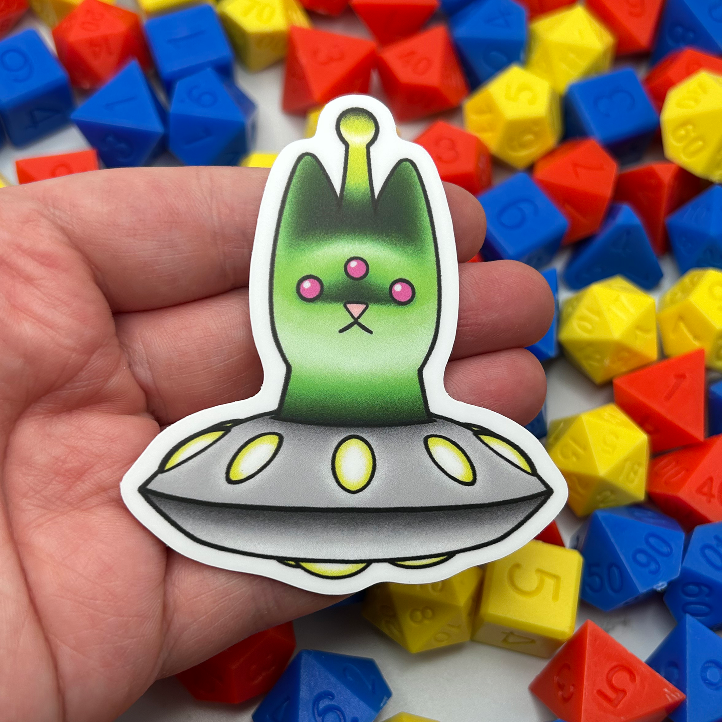 Peanut Cat Alien & UFO Vinyl Sticker