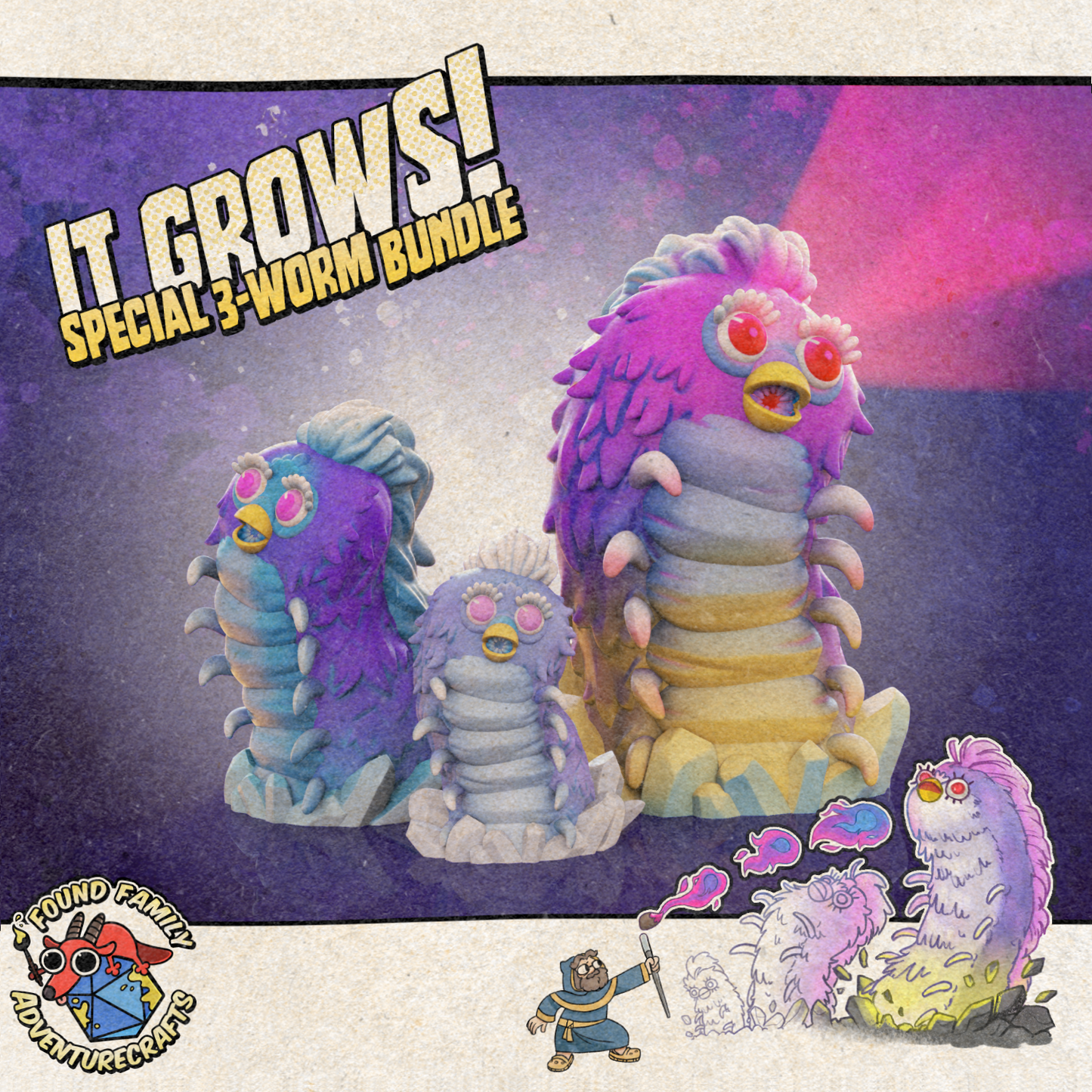 Growing Furple Worm 3 Pack