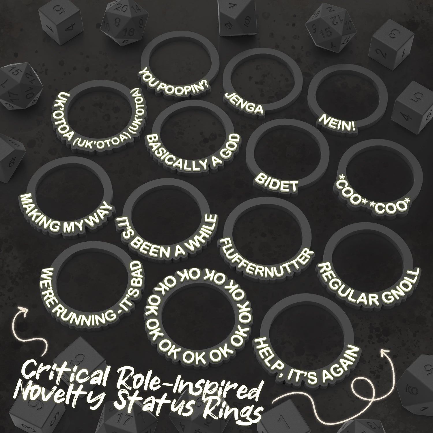Critical Role-inspired Novelty Status Rings – Found Family Adventurecrafts