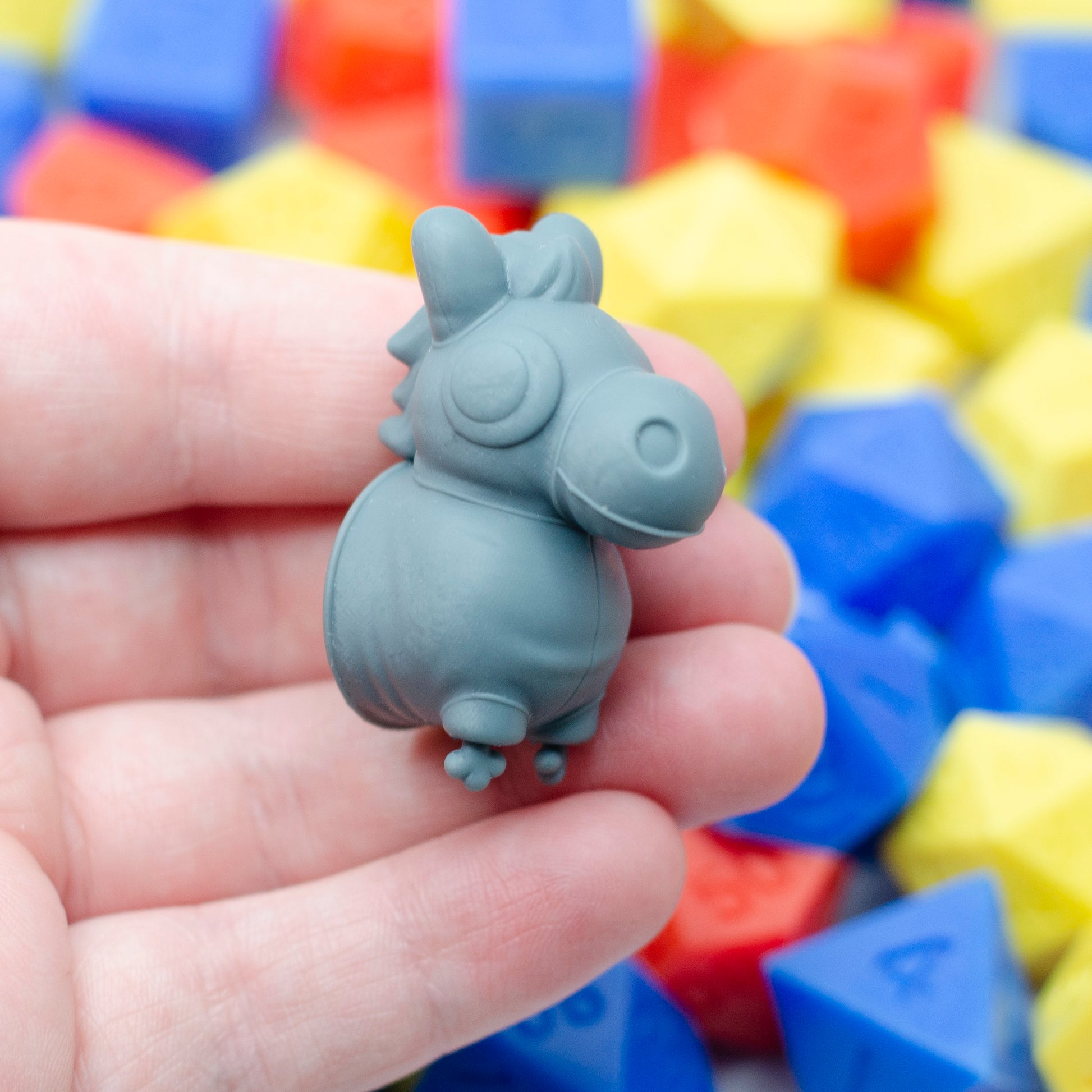 The "head" of the 3d printed kobold horse costume, showing its big googly eyes and obvious seams.