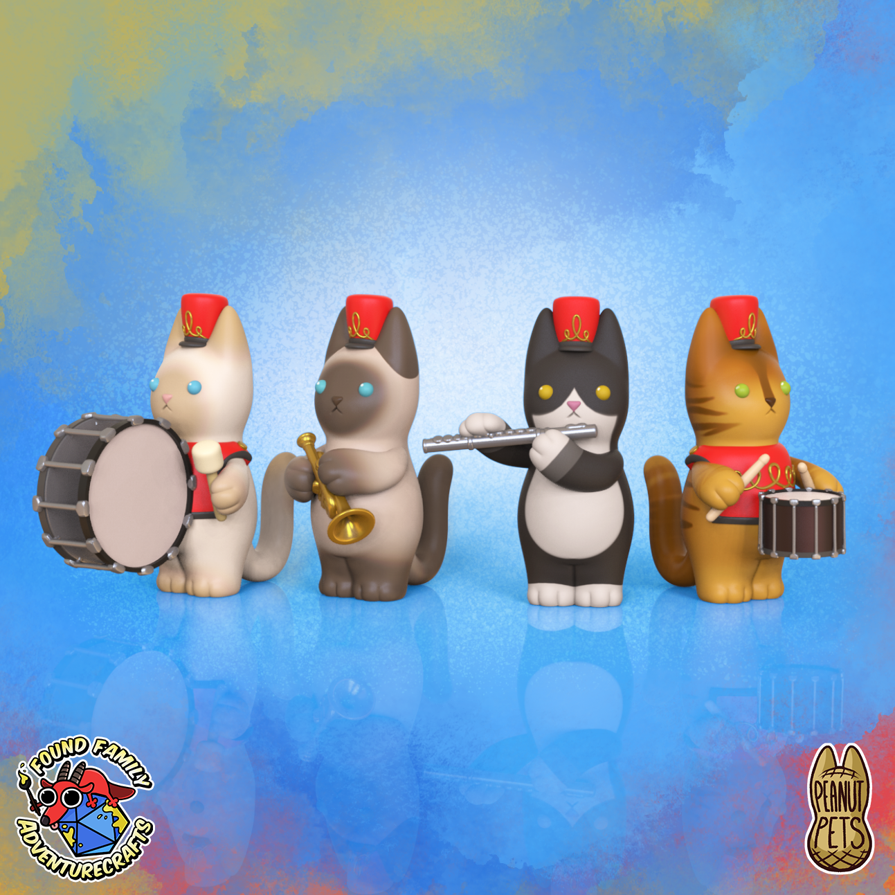 Peanut Cats - Marching Band (trumpet, flute, bass drum, snare drum)