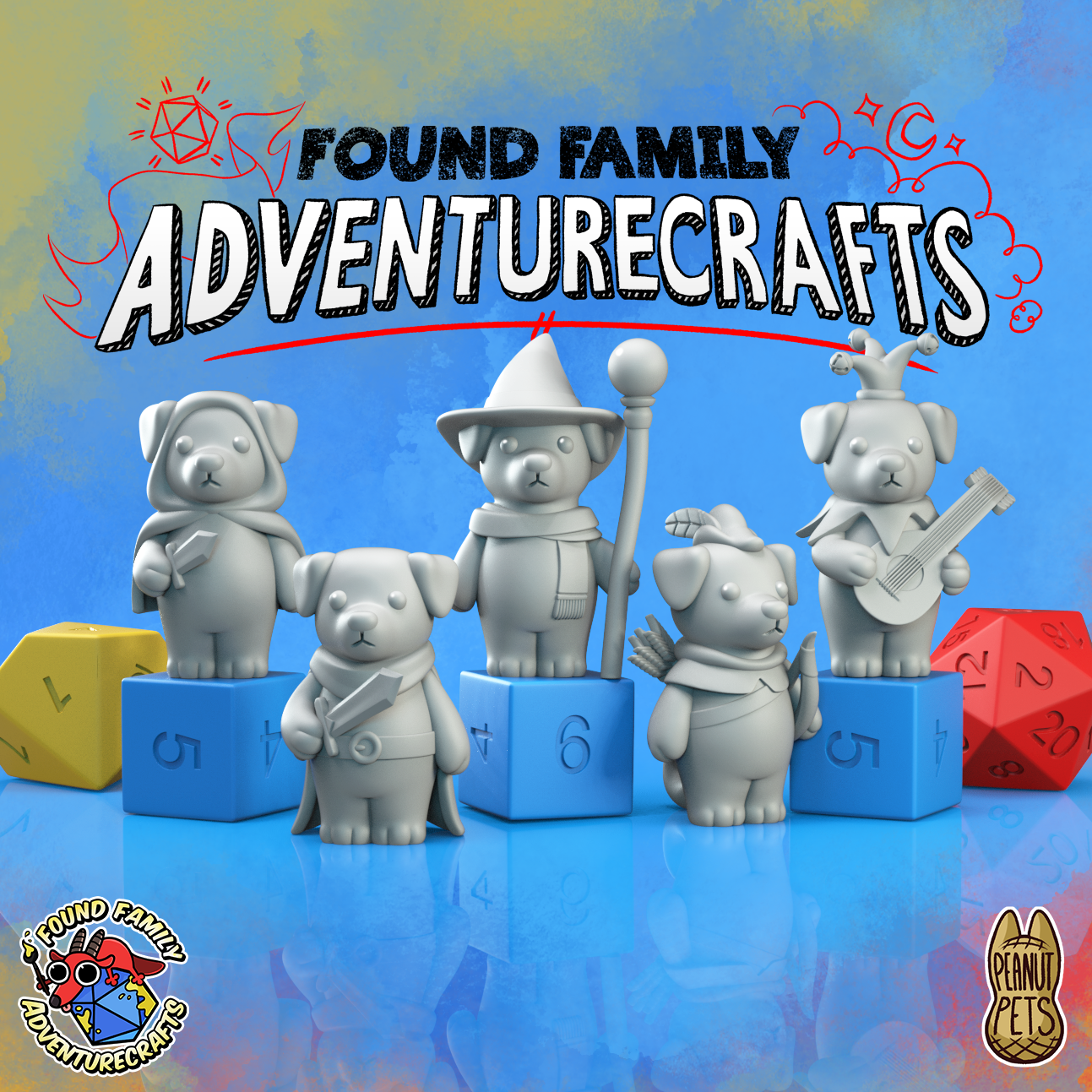 Peanut Pups - Floppy Ear Dog (Labrador, Golden Retriever) in Fantasy Costumes (Fighter, Ranger, Wizard, Rogue, Bard)