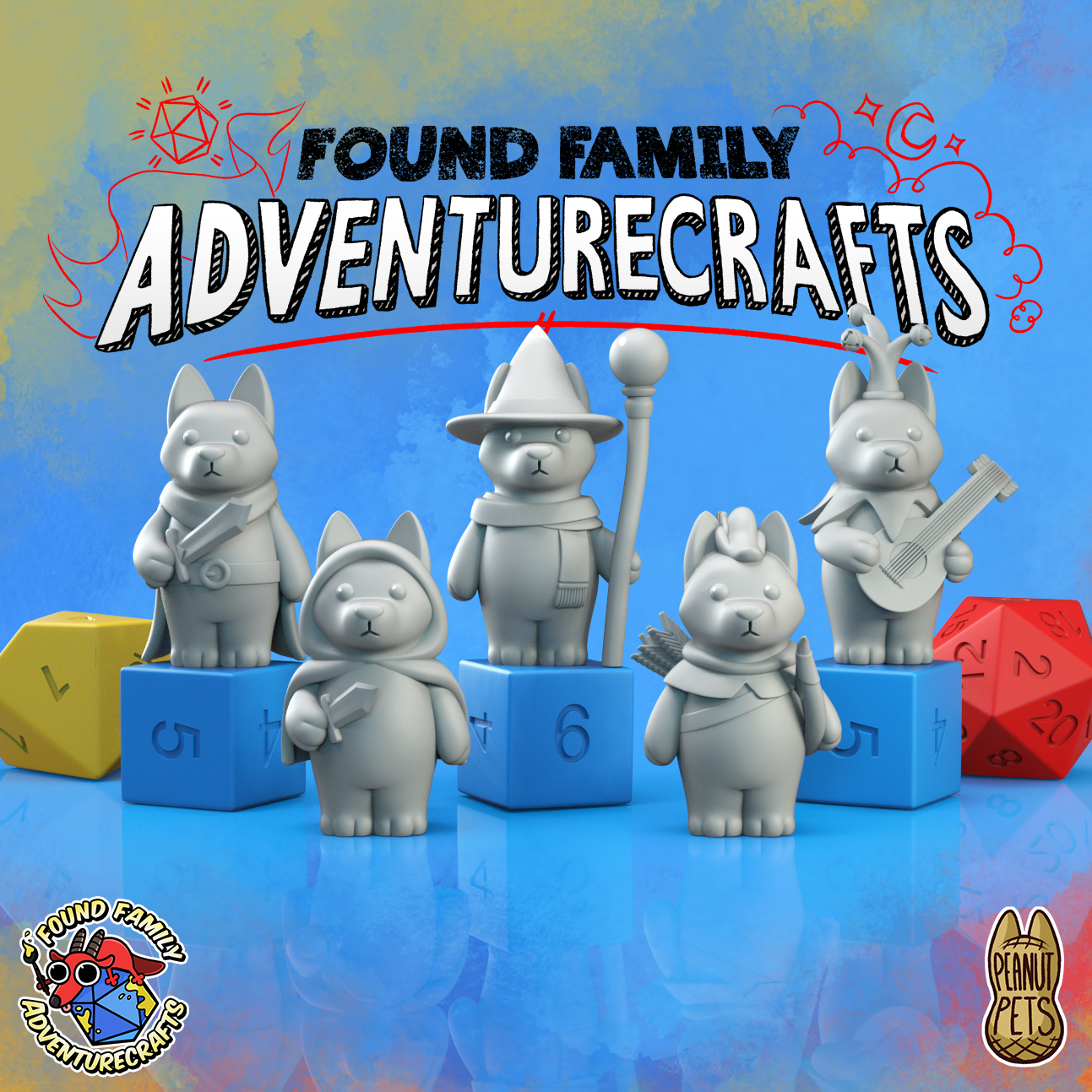 Peanut Pups - Pointy Ear Dog (Shepherd, Husky) in Fantasy Costumes (Fighter, Ranger, Wizard, Rogue, Bard)