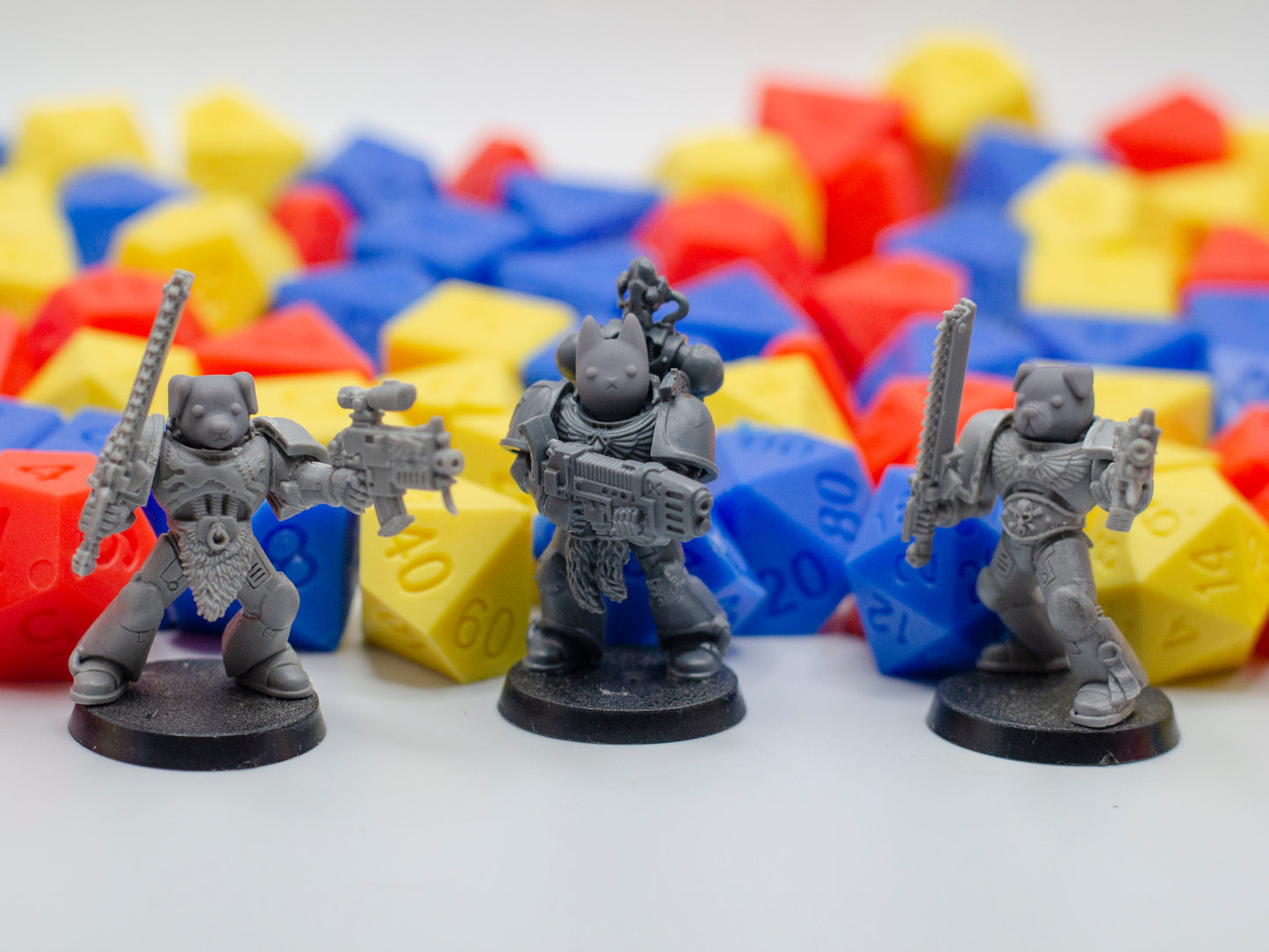 Silly Space Marine Heads - 28mm Cartoony Cat and Dog Heads for 40K